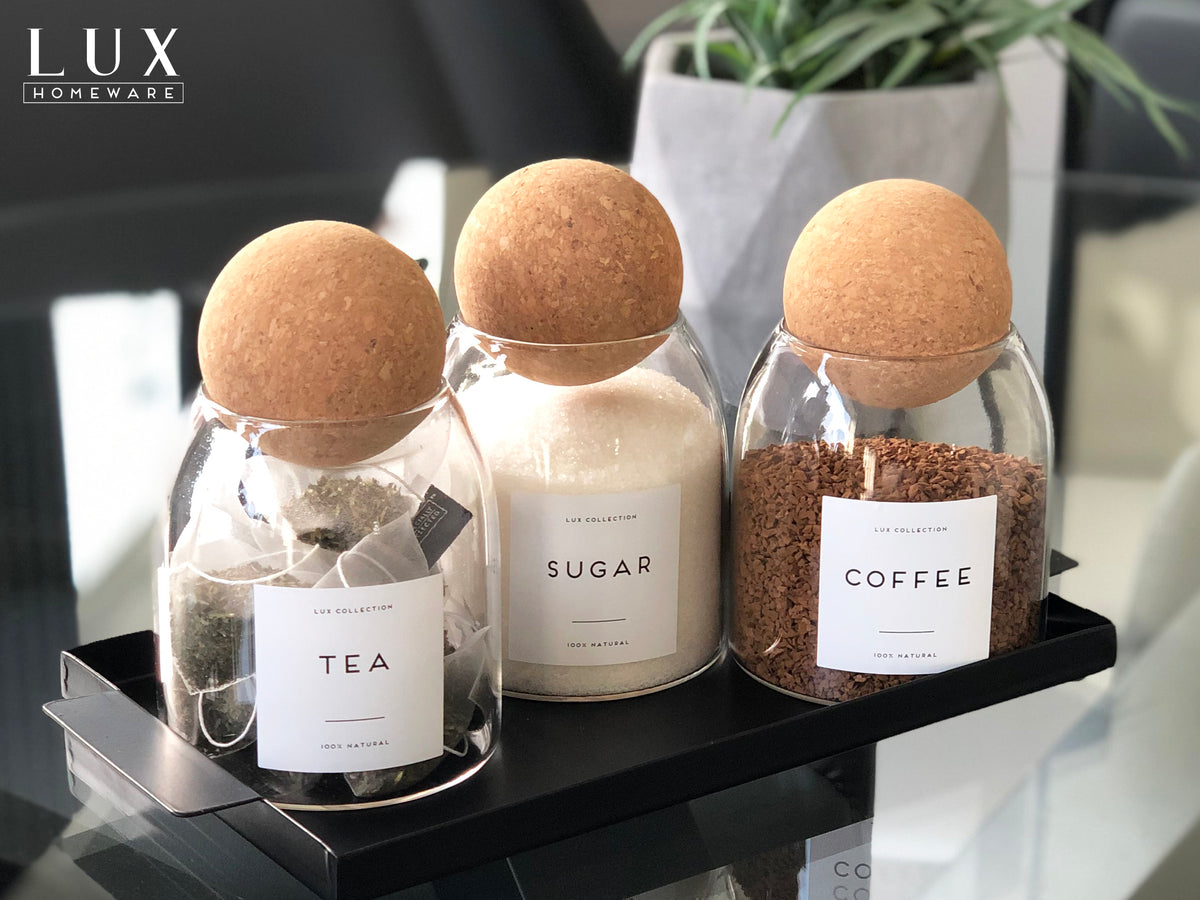 Cork Ball Glass Jar Small 500ml LuxHomewareUK