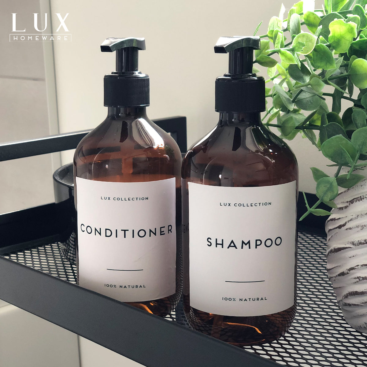 Amber Plastic Bottle With Black Pump 500ml LuxHomewareUK