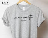 Personalised Mrs T-Shirt - White|Black|Grey