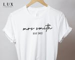 Personalised Mrs T-Shirt - White|Black|Grey