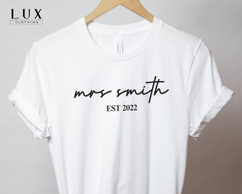 Personalised Mrs T-Shirt - White|Black|Grey