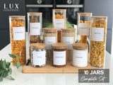 Bamboo Lid Glass Jar - 10 Jar Essentials Set