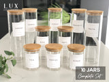 Bamboo Lid Glass Jar - 10 Jar Essentials Set